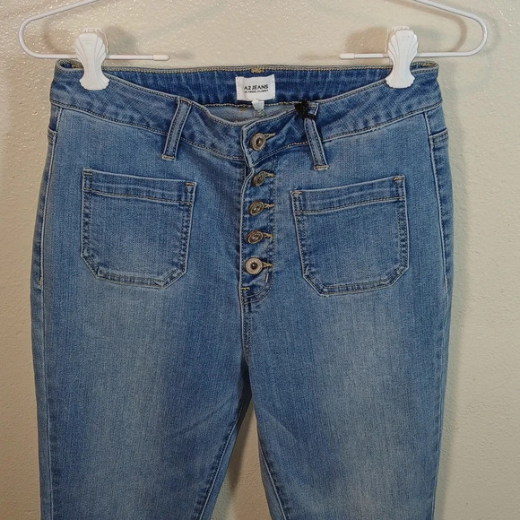 A2 SA Jeans Ankle Skinny LIGHT Wash Denim Button Fly Mid Rise size 7 - Picture 3 of 9